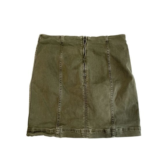 FREE‎ PEOPLE OLIVE GREEN DENIM SHORT SKIRT SIZE 10 WOMAN'S G1 - Picture 2 of 7